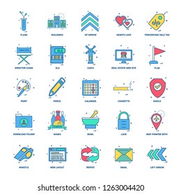 25 Business Concept Mix Flat Color Icon set