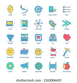 25 Business Concept Mix Flat Color Icon set
