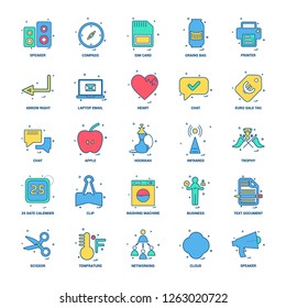 25 Business Concept Mix Flat Color Icon set