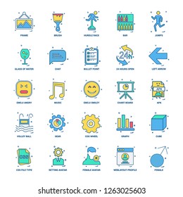 25 Business Concept Mix Flat Color Icon set