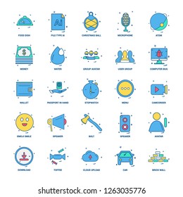 25 Business Concept Mix Flat Color Icon set
