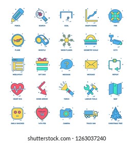 25 Business Concept Mix Flat Color Icon set
