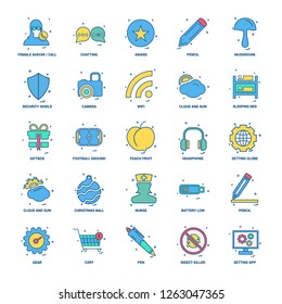 25 Business Concept Mix Flat Color Icon set