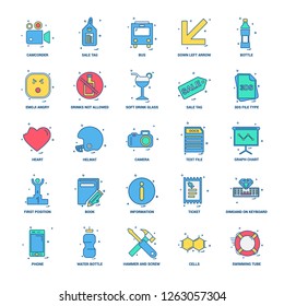 25 Business Concept Mix Flat Color Icon set