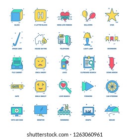 25 Business Concept Mix Flat Color Icon set