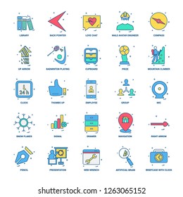 25 Business Concept Mix Flat Color Icon set