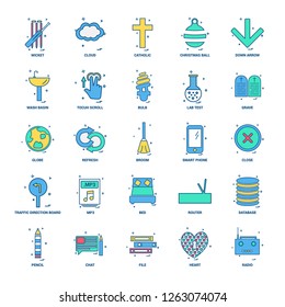 25 Business Concept Mix Flat Color Icon set