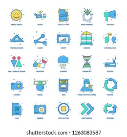 25 Business Concept Mix Flat Color Icon set