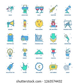 25 Business Concept Mix Flat Color Icon set