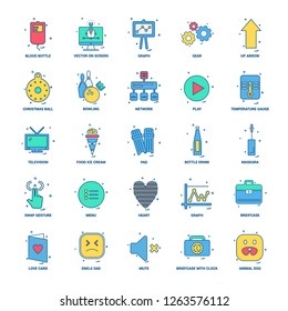 25 Business Concept Mix Flat Color Icon set