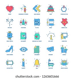25 Business Concept Mix Flat Color Icon set