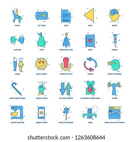 25 Business Concept Mix Flat Color Icon set