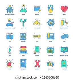 25 Business Concept Mix Flat Color Icon set