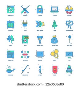 25 Business Concept Mix Flat Color Icon set