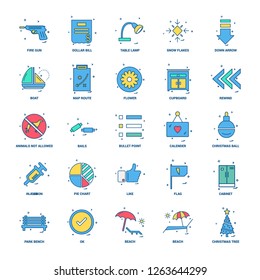 25 Business Concept Mix Flat Color Icon set
