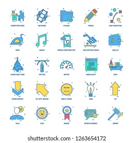 25 Business Concept Mix Flat Color Icon set