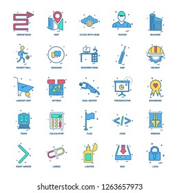 25 Business Concept Mix Flat Color Icon set