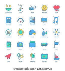 25 Business Concept Mix Flat Color Icon set