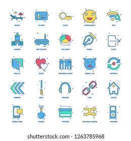 25 Business Concept Mix Flat Color Icon set