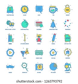 25 Business Concept Mix Flat Color Icon set