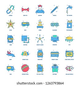 25 Business Concept Mix Flat Color Icon set