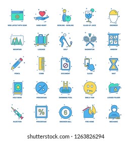25 Business Concept Mix Flat Color Icon set