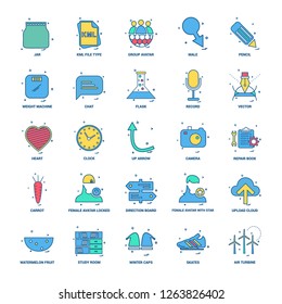 25 Business Concept Mix Flat Color Icon set