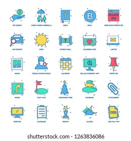 25 Business Concept Mix Flat Color Icon set