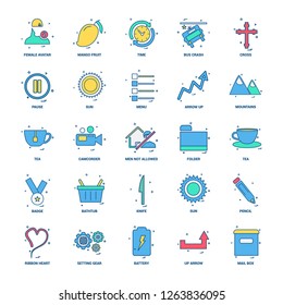 25 Business Concept Mix Flat Color Icon set