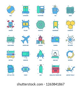 25 Business Concept Mix Flat Color Icon set