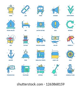 25 Business Concept Mix Flat Color Icon set