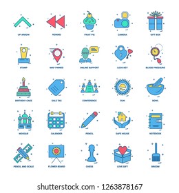 25 Business Concept Mix Flat Color Icon set