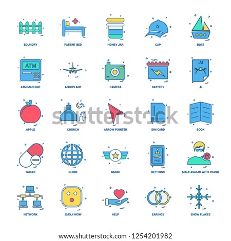 25 Business Concept Mix Flat Color Icon set