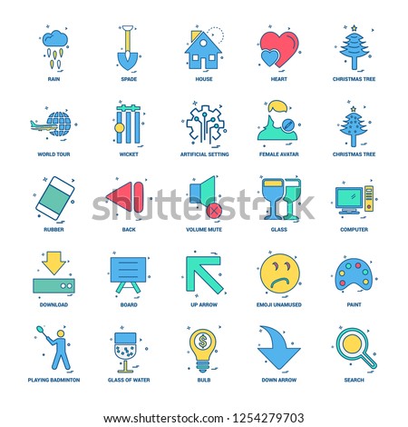 25 Business Concept Mix Flat Color Icon set