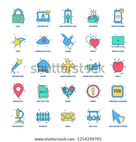 25 Business Concept Mix Flat Color Icon set