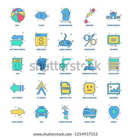 25 Business Concept Mix Flat Color Icon set