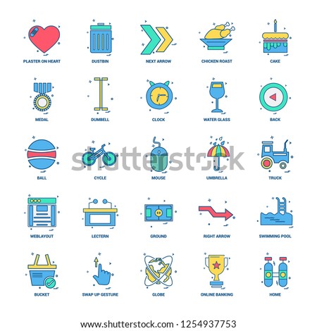 25 Business Concept Mix Flat Color Icon set