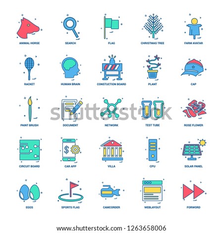 25 Business Concept Mix Flat Color Icon set