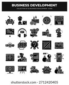 25 Symbole für die Geschäftsentwicklung. Steigern Sie Ihr Unternehmenswachstum