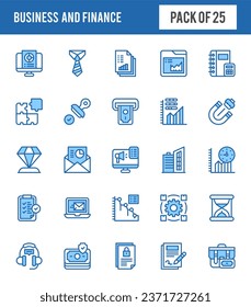 25 Paquete de iconos de dos colores para empresas y finanzas. ilustración vectorial.