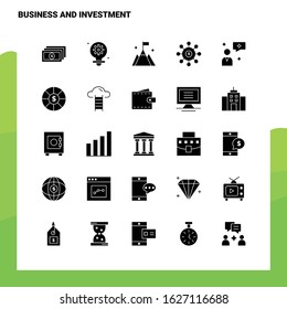 25 Business And Investment Icon set. Solid Glyph Icon Vector Illustration Template For Web and Mobile. Ideas for business company.