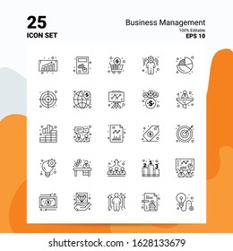 25 Business Management Icon Set. 100% Editable EPS 10 Files. Business Logo Concept Ideas Line icon design