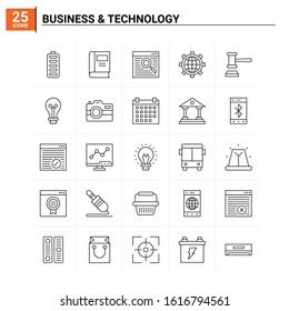 25 Business & Technology icon set. vector background