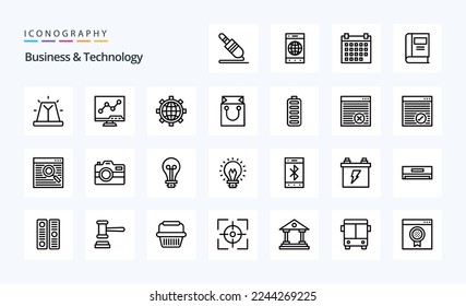 25 Business  Technology Line icon pack