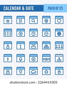 Calendario y fecha. Paquete de dos iconos de color. ilustración vectorial.
