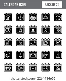 25 Calendars Glyph icon pack. vector illustration.