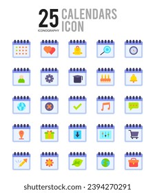 25 Calendars icons Pack vector illustration.