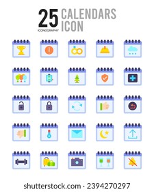 25 Calendars icons Pack vector illustration.