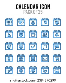 25 Calendars icons Pack vector illustration.