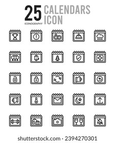 25 Calendars icons Pack vector illustration.